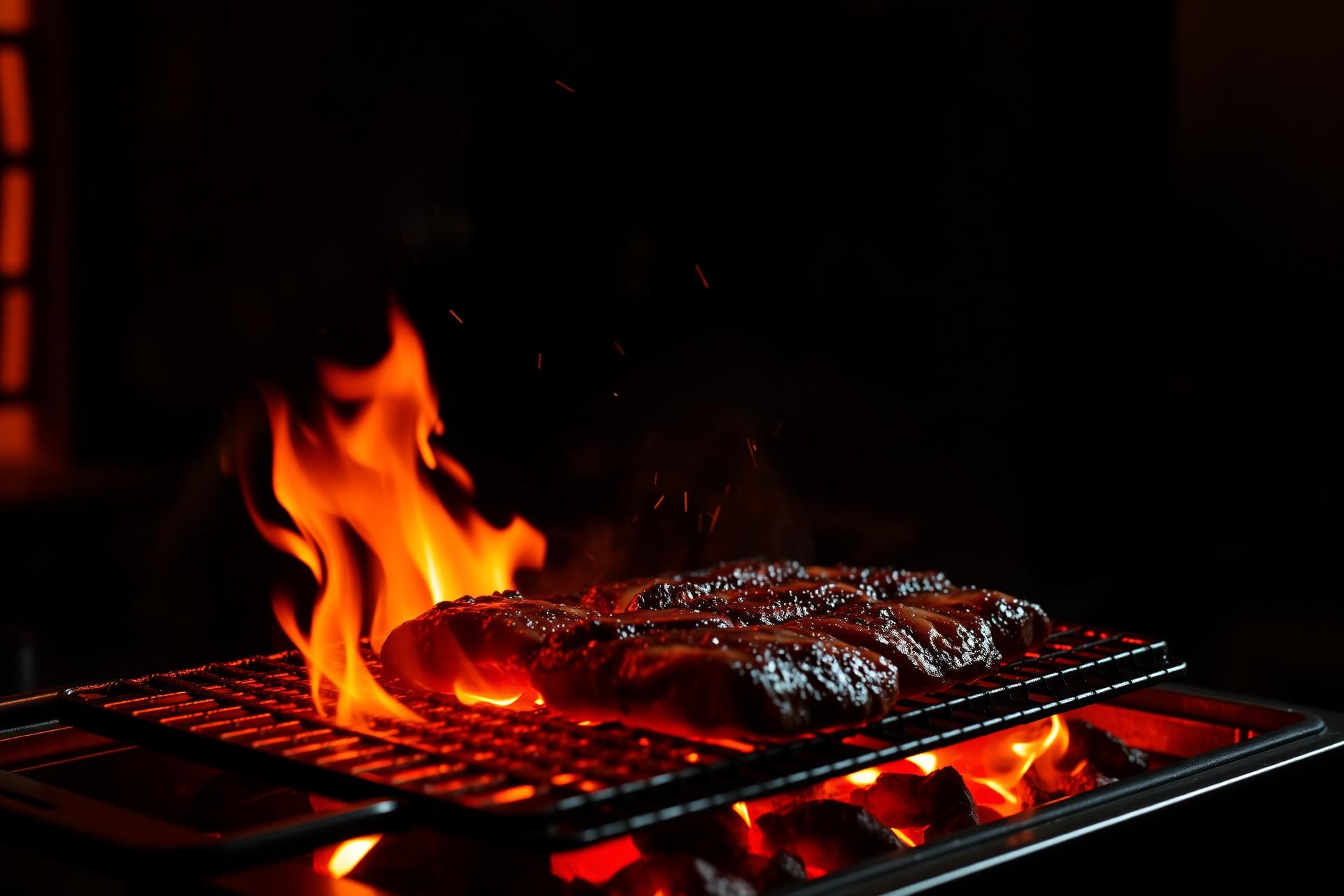 Asian BBQ Tischgrill mit Flammen